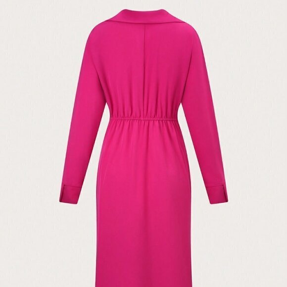 Pink Preppy Women's Batwing Sleeve Dress With Hidden Pockets - Picture 3 of 5